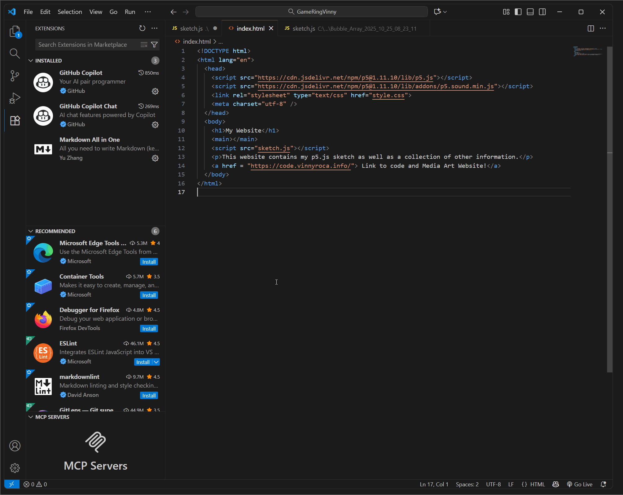 gif of install vscode live server
