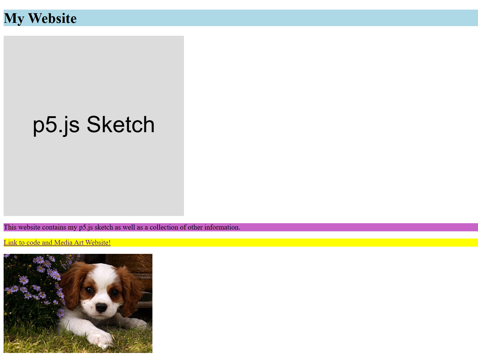 website with different color boxes