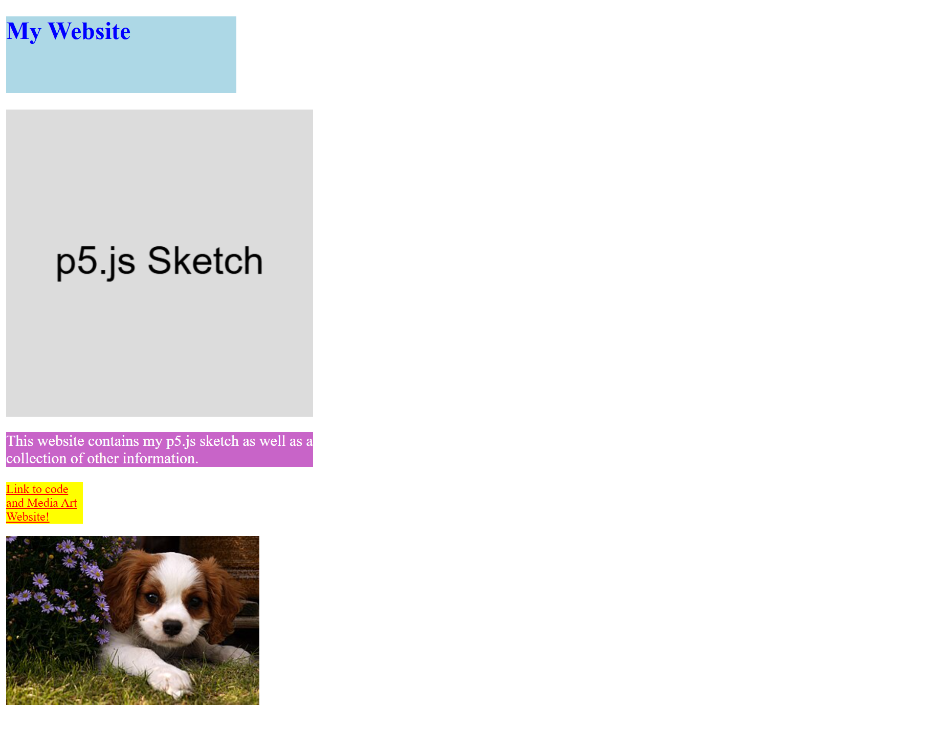 website with elements of different width and height