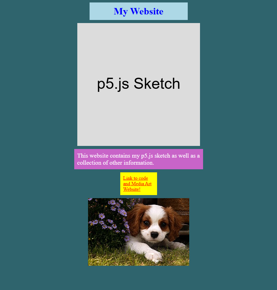 website with elements centered on page