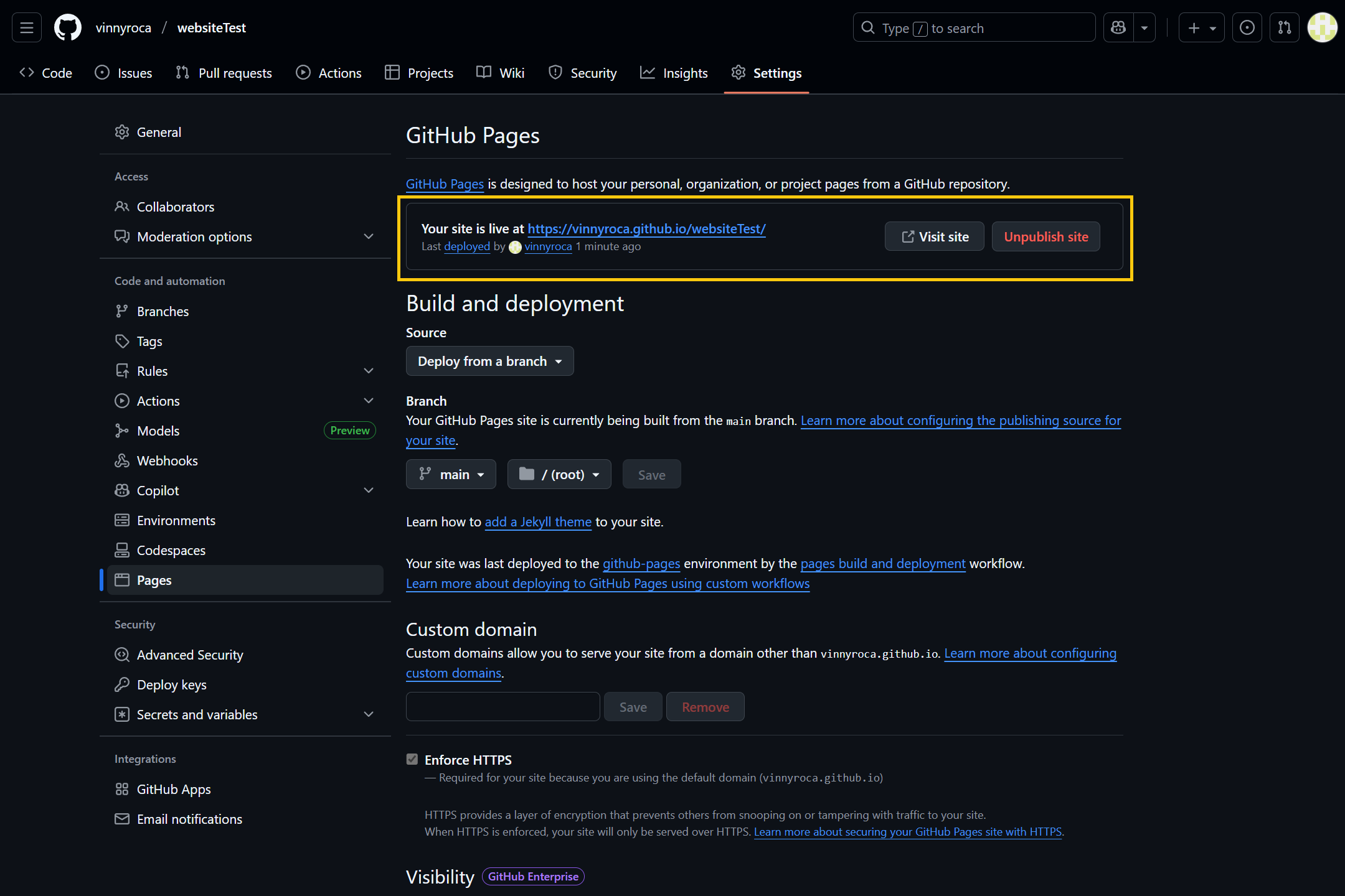 Screen Shot of Repository