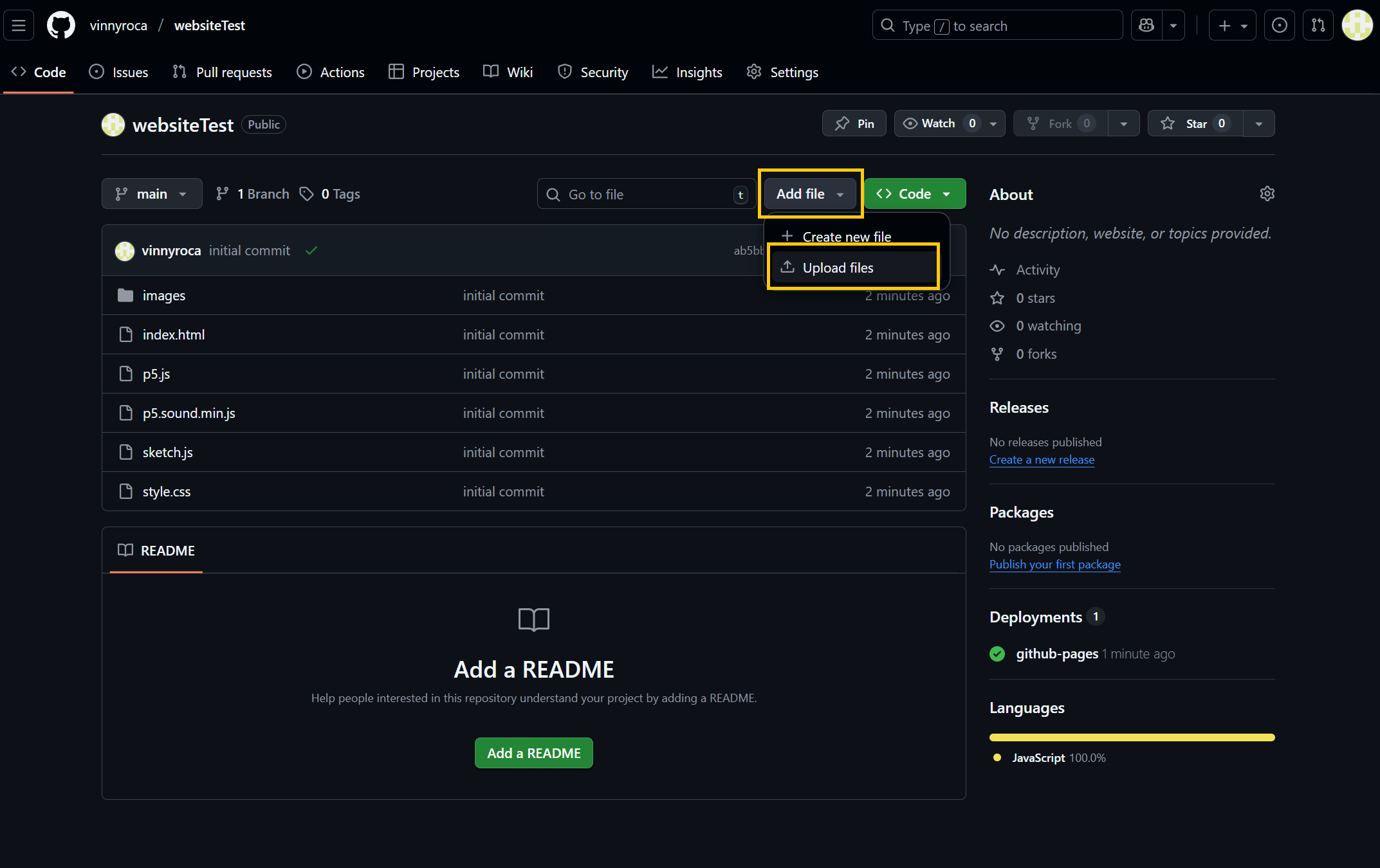 Screen Shot of Repository